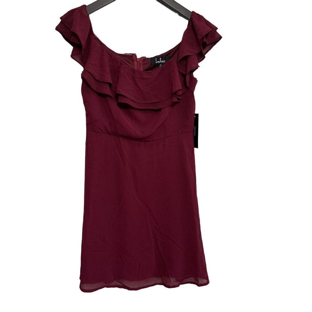 NWT Lulus maroon ruffle top dress size small